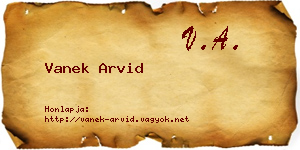 Vanek Arvid névjegykártya
